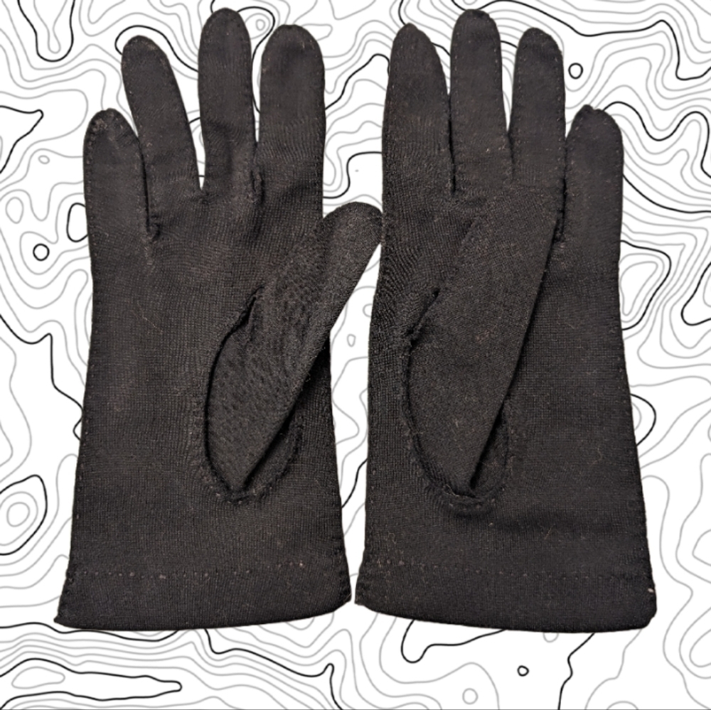 VINTAGE Black Fancy Retro Gloves Medium Evening